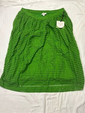 kate spade Bright Green Eyelet Midi Skirt